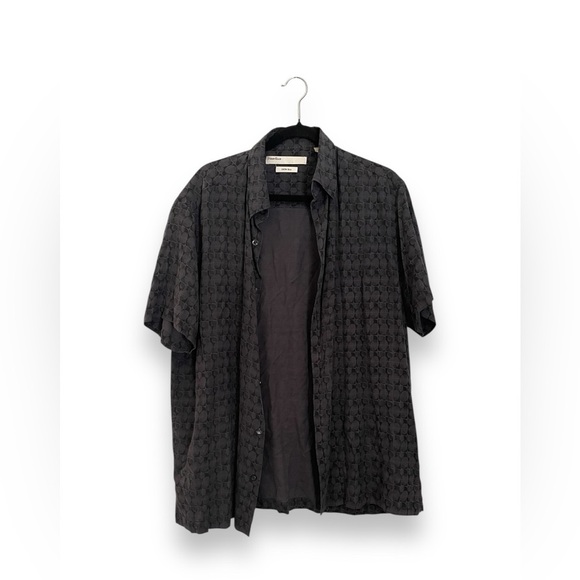 Perry Ellis Gray 100% Silk Shirt Large - Picture 1 of 7